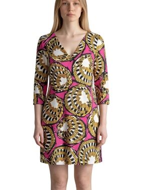 J Crew Pink Tropical Print Shift Dress Resort Vacation Cotton XS